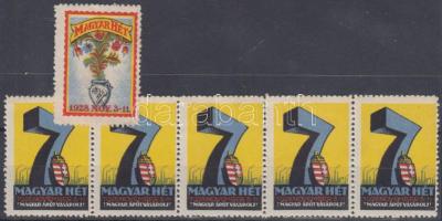 1928 Magyar hét levélzáró + Magyar hét "Magyar árut vásárolj" 5-ös csík