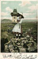 Graz, Steirerdirndl mit Uhrturm / clock tower