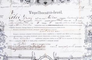 1889 Gyula, Végelbocsátó levél a honvédség kötelékéből népfölkelési kötelezettség meghagyásával