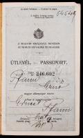1922 Bp., Magyar Királyság által kiadott fényképes útlevél /
passport