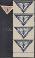 1913-1921 Méhészeti kiállítás levélzáró 4-es csík + önállóan