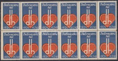 1934 Debreceni hét levélzáró 12-es ívdarabban