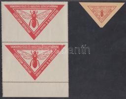 1913-1921 Méhészeti kiállítás levélzáró pár + 1 önálló