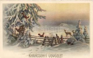 Christmas, deer, squirrel