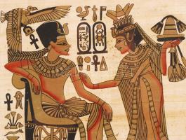 Fáraó nyomat, papiruszon, üvegezett keretben, 30×40 cm