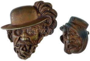 DN. 2db klf háborús bronz gúnyjelvény (62x59mm és 39x29mm) T:1-,2 ND. 2pcs of different bronze sarcasm cap padge (62x59mm és 39x29mm) C:AU,XF