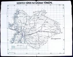 cca 1930-1940 Szentes város határának térképe, 60x47 cm