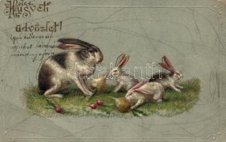 Easter, rabbits, decorated, embossed, litho (b)