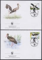 WWF: Fekete gólyák sor 4 db FDC-n WWF: Black Storks set on 4 FDC