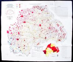 1940 Trianon előtti Magyarország Romániához csatolt területének és a határmenti megyéknek néprajzi térképe, Magyar Nemzeti Szövetség, 74x64 cm