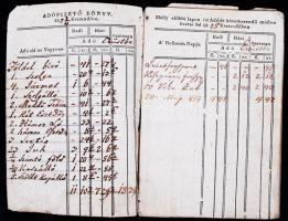 1823-1824 Adófizető könyvecske Pest vármegyébe helyeztetett Izsák város számára