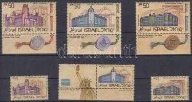 Zsidó egyetemek az USA-ban tabos sor + blokkból kitépett bélyegek, Jewish universities in the USA set with tab + stamps from blocks