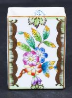 Herendi Viktória mintás gyufatartó, kézzel festett, jelzett, hibátlan, m:6,5 cm