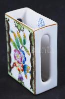 Herendi Viktória mintás gyufatartó, kézzel festett, jelzett, hibátlan, m:6,5 cm