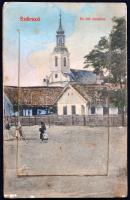 Balatonszárszó, Református templom, leporellocard - vasútállomással és Pongrácz Béla üzletével; Pong...