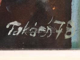 Takács Klára (1947-): Halmozódások. Olaj, farost, jelzett, üvegezett keretben, 60×80 cm