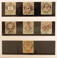 1868 Határőrvidék, 23 db okmánybélyeg: 1/2-90 kr (16 db), 1-5 és 20 ft-os okmánybélyegek