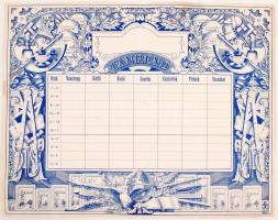 cca 1920 Díszes nyomtatású tanrend ritka vízjeles papíron