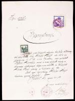 1916 Brassó, Házassági különélési bizonyítvány 1 K kék okmánybélyegekkel