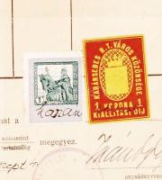 1918 Karánsebes, Születési anyakönyvi kivonat 1 koronás városi illetékbélyeggel