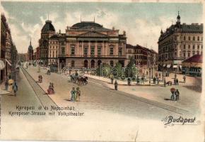 Budapest VIII. Kerepesi út és Népszínház litho (b)