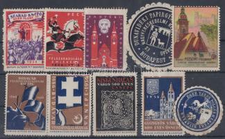 10 db Magyar városok levélzáró, stecklapon