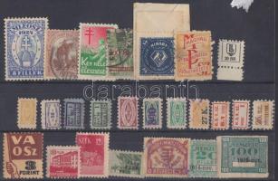 25 db vegyes levélzáró, segélybélyeg, stb. stecklapon