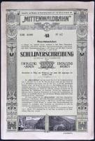 Ausztria / Innsbruck 1912. "Mittelwaldbahn" kötvénye 1000K-ról szelvényekkel T:II-/III Austria / Innsbruck 1912. "Mittelwaldbahn" bond about 1000 Kronen with coupons C:VF/F