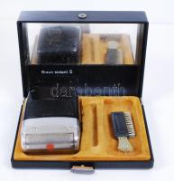 Braun sixtant S borotva tisztítókefével, belül tükrös, bőr dobozban