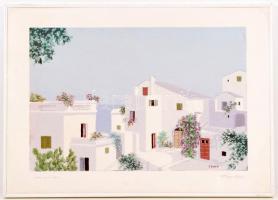 Giorgio Zuppini (1938-1990): Mediterrán utcarészlet. Színes nyomat, farost, jelzett, keretben, 37×53 cm