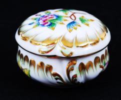 Herendi Viktória mintás bonbonier, kézzel festett, jelzett, hibátlan, d:8 cm