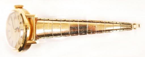 Arany (18K) tokos IWC női karóra, fém szíjjal, jelzett, tok szám:2145130, működik, bruttó:15,9 g