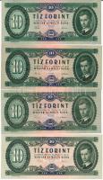 1960,1962,1969,1975. 10Ft (4x) T:I Hungary 1960,1962,1969,1975. 10 Forint (4x) C:UNC Adamo F5-F8