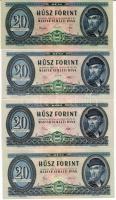 1965,1969,1975,1980. 20Ft (4x) T:I Hungary 1965,1969,1975,1980. 20 Forint (4x) C:UNC Adamo F14-F17