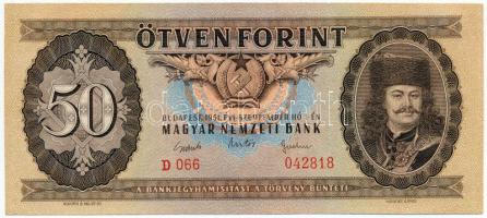 1951. 50Ft T:I (szélén papírránc) Hungary 1951. 50 Forint C:UNC Adamo F18