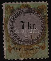 1870 Határőrvidék, 3 db okmánybélyeg (5, 7 és 50 krajcár hártyapapíron)