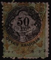 1870 Határőrvidék, 3 db okmánybélyeg (5, 7 és 50 krajcár hártyapapíron)