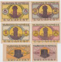Budapest 1920. "Világítási és Vízmű Rt." értékjegy 20f, 50f, 1K, 2K, 5K, 10K T:I