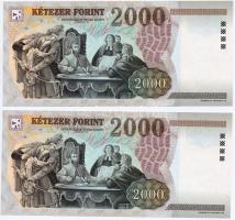 1998. 2000Ft "CE" sorozat (2x) egymásutáni sorszámmal! T:I
Hungary 1998. 2000 Forint &quot...