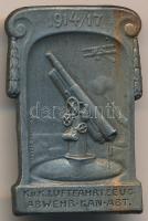 Osztrák-Magyar Monarchia 1917. "Császári és Királyi Légvédelmi Alakulat 1914/17." cink sapkajelvény. Szign.: Arkanzas gesch. (40x27mm) T:2- Austro-Hungarian Monarchy 1917. "K.u.K. Luftfahrtzeug Abwehr Kan.- Abt. 1914/17. / Air Defense Corp 1914/17" zinc cap badge. Sign.: Arkanzas gesch. (40x27mm) C:VF