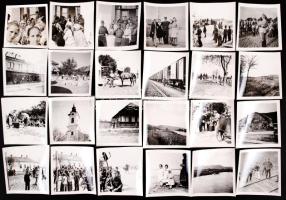 1941 A miskolci ezred indulása, utazása és bevonulása Délvidékre, 47 db fotó, 6x6 cm