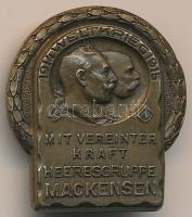 Osztrák-Magyar Monarchia 1914-1915. "Mackensen Szárazföldi Erők" tombak sapkajelvény, aranyozott hátlappal. Szign.: Bildhauer Gurschner Wien VII/2 (29x26mm) T:2  Austro-Hungarian Monarchy 1914-1915. "Heeresgruppe Mackensen - Mit Vereinter Kraft" tombac cap badge, back gilt. Sign: Bildhauer Gurschner Wien VII/2 (29x26mm) C:XF