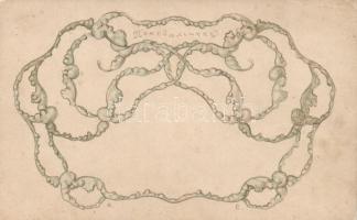 Ponedelnik / Monday; Russian floral litho greeting card (EK)