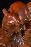 Zsolnay szecessziós mókusos tál, több színű eozin mázzal, fehér cserép, jelzett (körpecsét, formaszá...