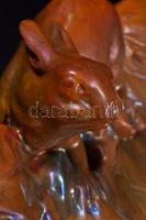 Zsolnay szecessziós mókusos tál, több színű eozin mázzal, fehér cserép, jelzett (körpecsét, formaszá...