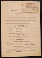 1943-1944 Fegyvertartási engedély kérelmezéséről és leadásáról szóló 4 db dokumentum, 1 db fegyverta...