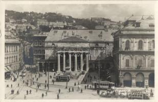 Genova, Piazza De Ferrari / main square, trams, Carlo Felice theatre