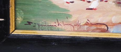 Szentmiklósi jelzéssel: Libapásztor lány. Olaj, karton, keretben, 20×25 cm