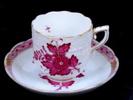 Herendi Apponyi mintás csésze + alj, kézzel festett, jelzett, hibátlan