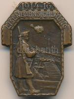 Osztrák-Magyar Monarchia 1914-1916. "Vasútbiztosító Osztag 1914-16" bronzozott cink sapkajelvény. Szign.: Atel.G.Gurschner Wien VII/2. (38x29mm) T:2  Austro-Hungarian Monarchy 1914-1916. "EISENBAHNSICHERUNG 1914-16" bronze-plated zinc cap badge. Sign: Atel.G.Gurschner Wien VII/2. (38x29mm) C:XF